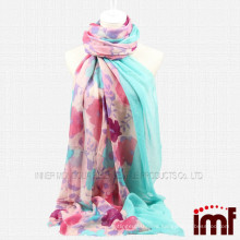 Ladies Purple Flower Casual Soft and Thin Cashmere Scarf